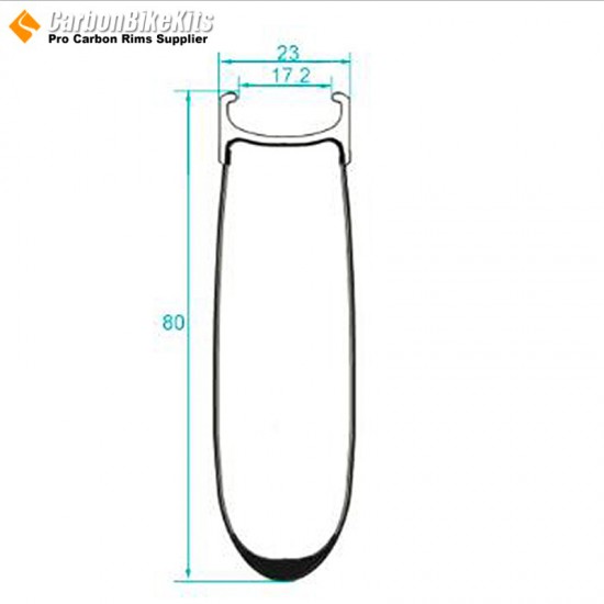 700C 80x23mm Llanta Clincher de Carbono con Superficie de Freno de Aleación para Bicicleta de Carretera 700C 80x23mm Llanta Clincher de Carbono con Superficie de Freno de Aleación para Bicicleta de Carretera