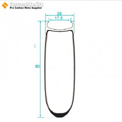 700C 80x25mm Cerchio Clincher in Carbonio con Superficie Frenante in Lega per Bicicletta da Strada
