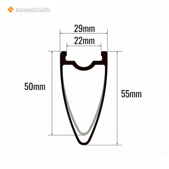700C 29mm Forma de onda 3 radios Rueda tubeless 55mm de profundidad