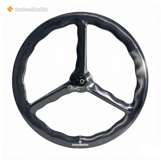 700C 29mm Forma de onda 3 radios Rueda tubeless 55mm de profundidad