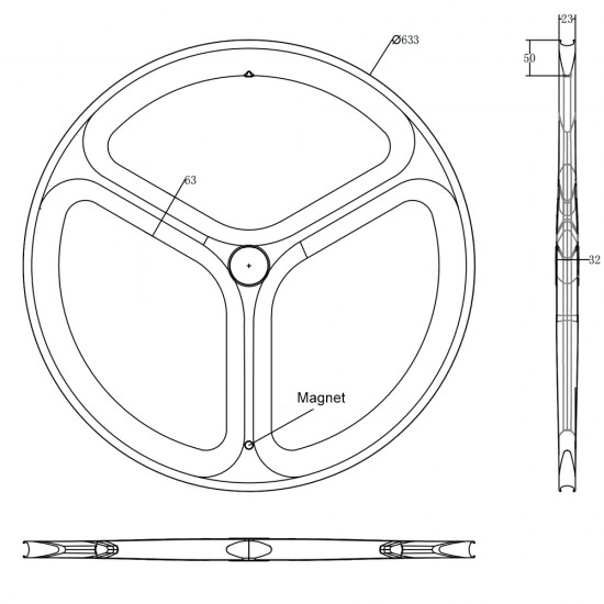 Ruota a 3 razze 700C 23mm di larghezza Clincher / Tubolare