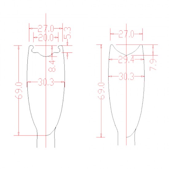 700C 27mm Larghezza 3 Razze Copertura / Tubolare Ruota