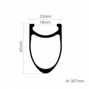 Aro de Carbono Clincher 18 pulgadas 40x25mm