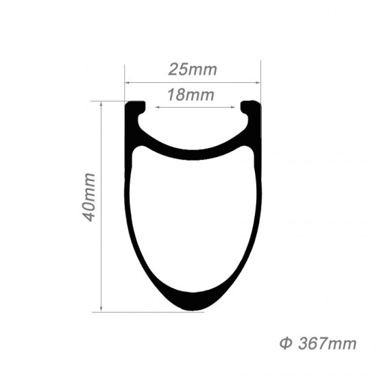 Aro de Carbono Clincher 18 pulgadas 40x25mm Aro de Carbono Clincher 18 pulgadas 40x25mm