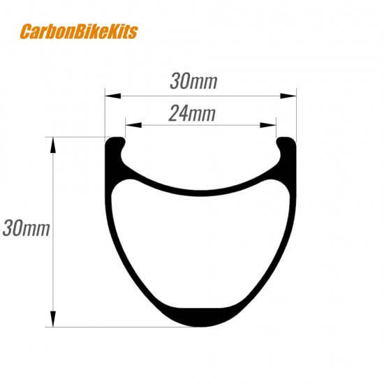 Aro de Carbono Tubeless Pro 20x1.75 406mm 30x30mm para Ruedas BMX y Handbike