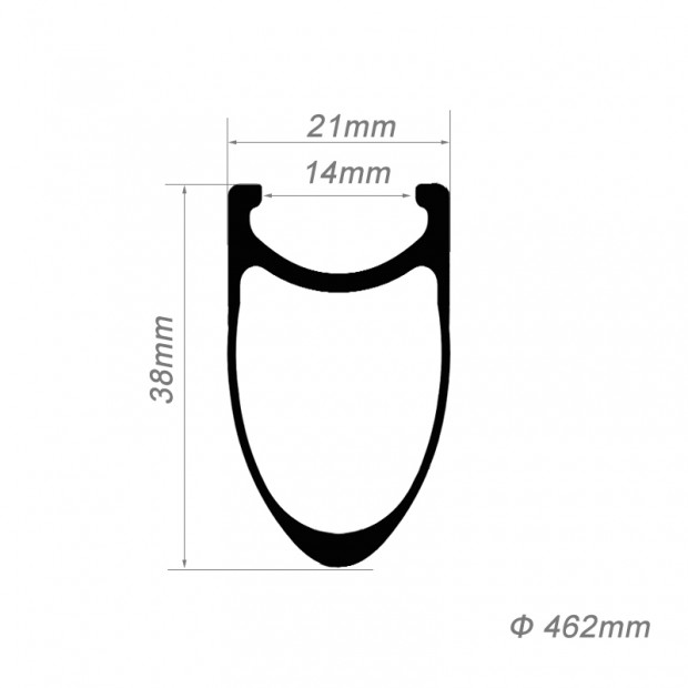 Cerchio da Corsa in Carbonio 20×1-1/8″ Junior/Mini 451mm 38x21mm Clincher