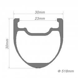 Aro de Carbono Tubeless BMX 24" Cruiser Pro 507mm 30x30mm