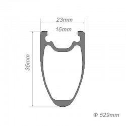 Aro de Carbono Tubeless BMX 24" Junior 520mm 35x23mm
