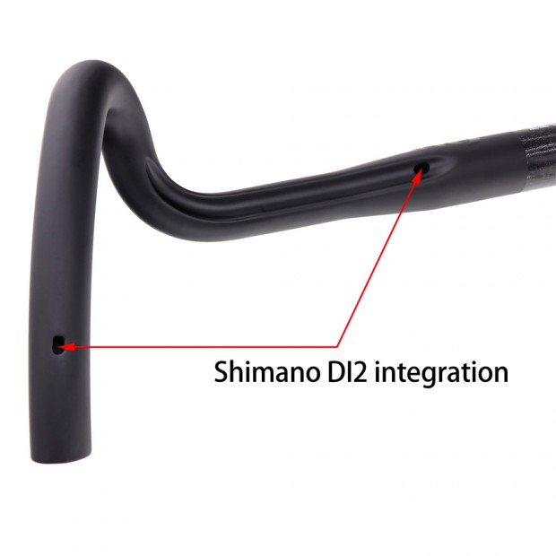 Manubrio Gravel in Carbonio Integrato con Passaggio Interno dei Cavi a 30°, Compatibile con DI2 Manubrio Gravel in Carbonio Integrato con Passaggio Interno dei Cavi a 30°, Compatibile con DI2