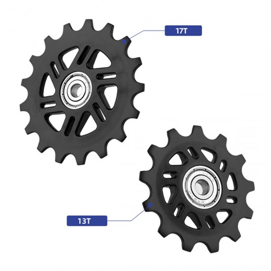 Sistema de polea de desviador trasero de fibra de carbono para Shimano y SRAM, 13T-17T Sistema de polea de desviador trasero de fibra de carbono para Shimano y SRAM, 13T-17T