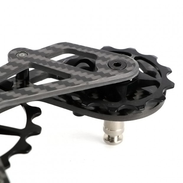 Sistema di pulegge in fibra di carbonio per deragliatore posteriore per Shimano e SRAM, 13T-17T Sistema di pulegge in fibra di carbonio per deragliatore posteriore per Shimano e SRAM, 13T-17T