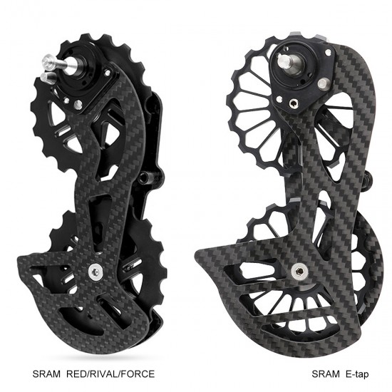 Sistema de polea de desviador trasero de fibra de carbono para Shimano y SRAM, 13T-17T Sistema de polea de desviador trasero de fibra de carbono para Shimano y SRAM, 13T-17T