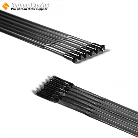 3,5 mm Carbon- mit Edelstahl-Fahrradspeichen für Großloch-Naben, Klingen-Design, gerade gezogen, mit Nippeln 3,5 mm Carbon- mit Edelstahl-Fahrradspeichen für Großloch-Naben, Klingen-Design, gerade gezogen, mit Nippeln