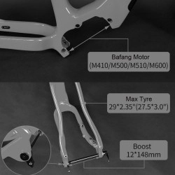 CFM1048E 29er Hard Tail Carbon Frame for Electric MTB Compatible Bafang M510 M600 CFM1048E 29er Hard Tail Carbon Frame for Electric MTB Compatible Bafang M510 M600