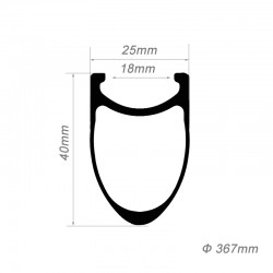 18Inch 40x25mm Clincher Carbon Rim