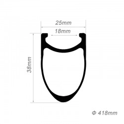 20x1.5" 406mm Expert 38x25mm Clincher Carbon Rim for BMX & Handbike Wheel