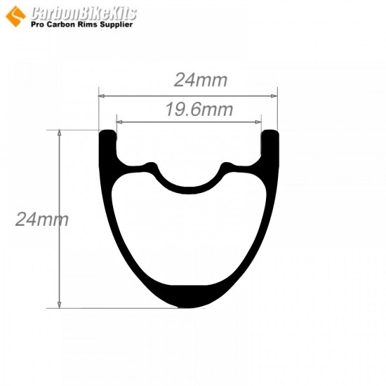 26er (559mm)/ 27.5er(584mm)/ 29er(622mm)  24x24mm inner Width  19.6mm Tubeless Hookless Carbon Rim for Handbike Velomobiles Wheel