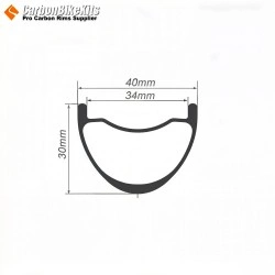 27.5er / 29er Carbon 40x30mm inner Width 34mm Tubeless Hookless Symetric / Asymetric MTB Rim,E-Bike Rim