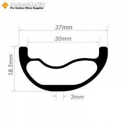 320g Ultralight 29er Carbon 37x18.5mm inner Width 30mm Tubeless Hookless Asymmetric MTB Rim,E Bike Rim
