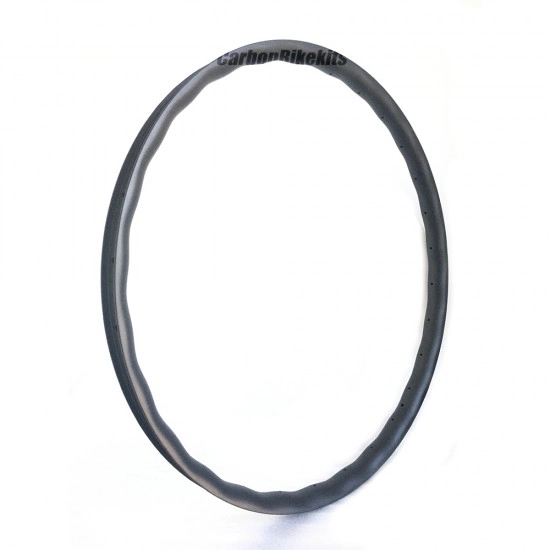Llantas de carbono de 325 g 29er onduladas 37x21,5 mm de ancho interno 30 mm sin cámara y sin gancho asimétricas para MTB. Ruedas para bicicletas eléctricas