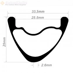280g/300g Ultralight 27.5er / 29er Carbon 33.5x25mm inner Width 25.5mm Tubeless Hookless Asymmetric MTB Rim