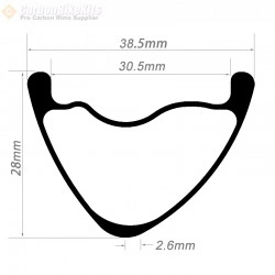 300g/320g Ultralight 27.5er / 29er Carbon 38.5x28mm inner Width 30.5mm Tubeless Hookless Asymmetric MTB Rim,E-Bike Rim