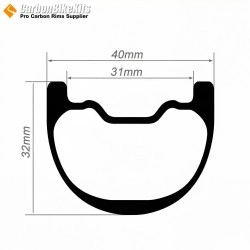 27.5er / 29er Carbon 40x32mm inner Width 31mm Tubeless Hookless Symetric MTB Down Hill  MTB Rim,E-Bike Rim