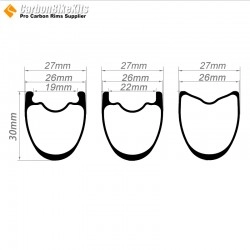 Ultralight 700C 30x26mm  Tubeless  Hookless / Tubular Road Bike Rim