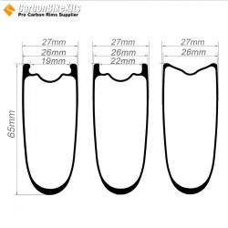 Ultralight 700C 65x26mm  Tubeless  Hookless / Tubular Road Bike Rim