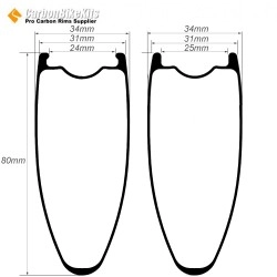700C 80x31mm Aero Symetric Carbon Tubeless Hooked/Hookless Road Bike Rim TT Time Trial TriathlonBike Wheels