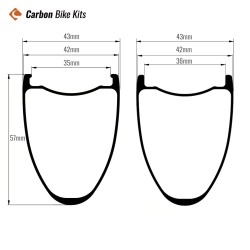 700C Carbon Gravel Rim 57x42mm | 36mm Internal Deep Aero Profile for Speed Gravel & Racing