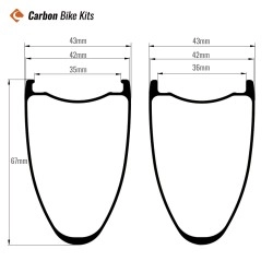 700C Carbon Gravel Rim 67x42mm | 36mm Internal Extreme Deep Aero Profile for TT & Long-Distance Gravel