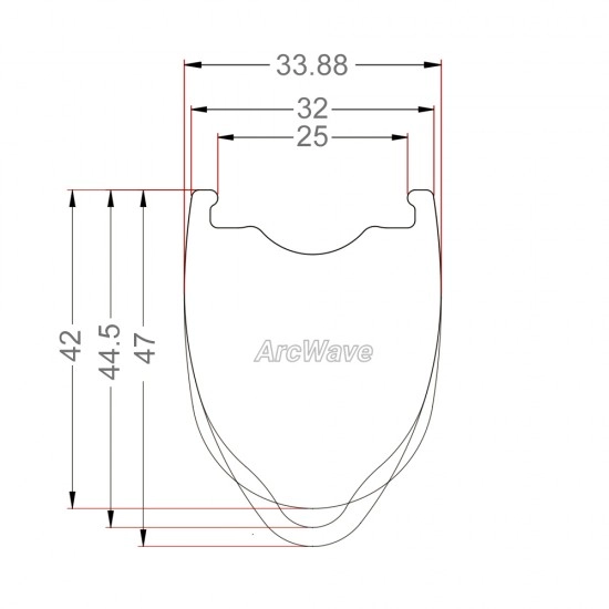 ArcWave™ 700C 47×32 Carbon-Felge mit asymmetrischem, wellenförmigem Speichenbett, 20 Loch