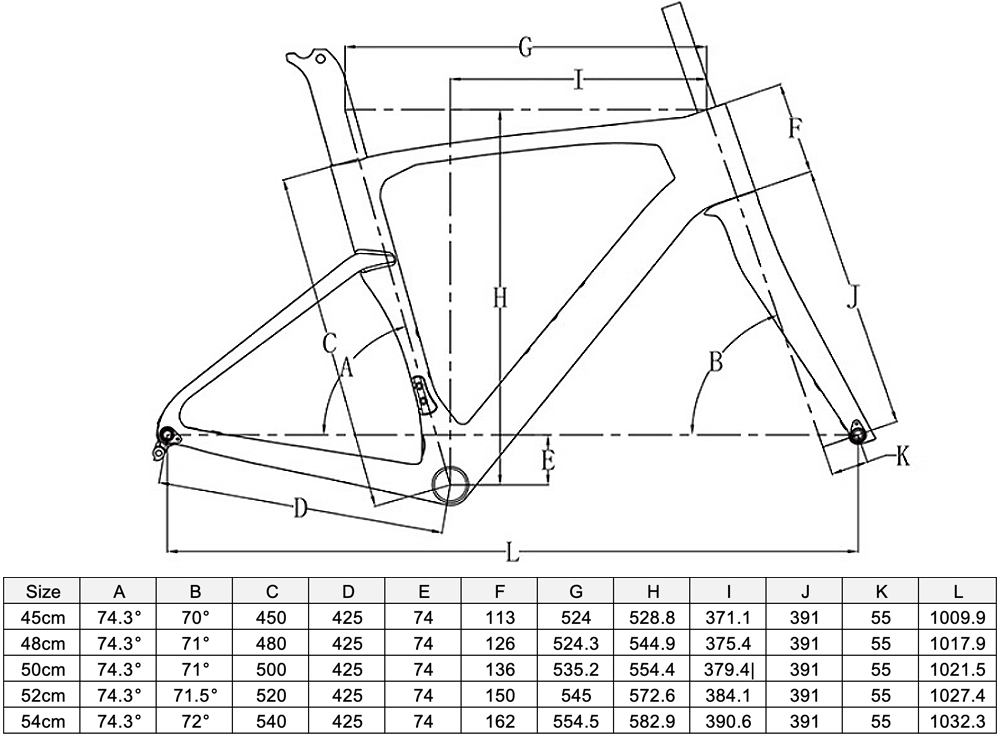 carbon gravel frame geometry